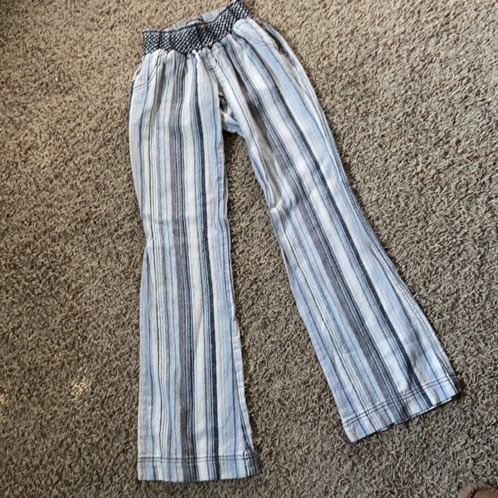 Linen blend striped pants